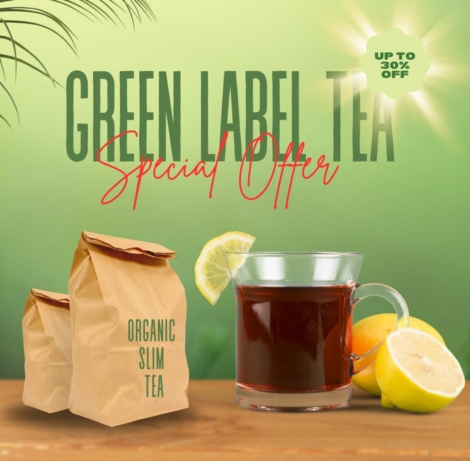 Green and Red Illustration Tea Social Media Graphic